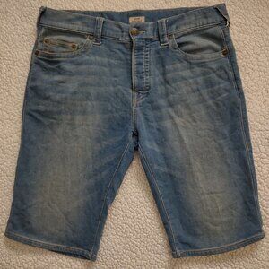 True Religion medium wash Dean Tapered blue jean denim shorts mens size 33